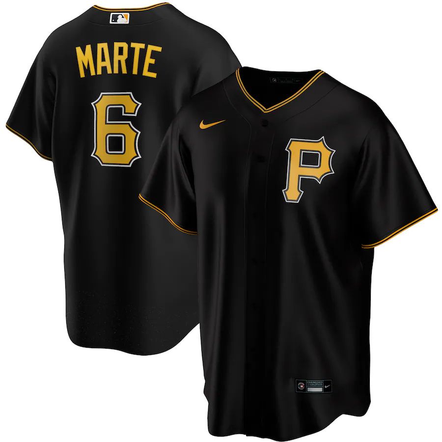 Mens Pittsburgh Pirates #6 Starling Marte Nike Black Alternate Replica Player Name MLB Jerseys